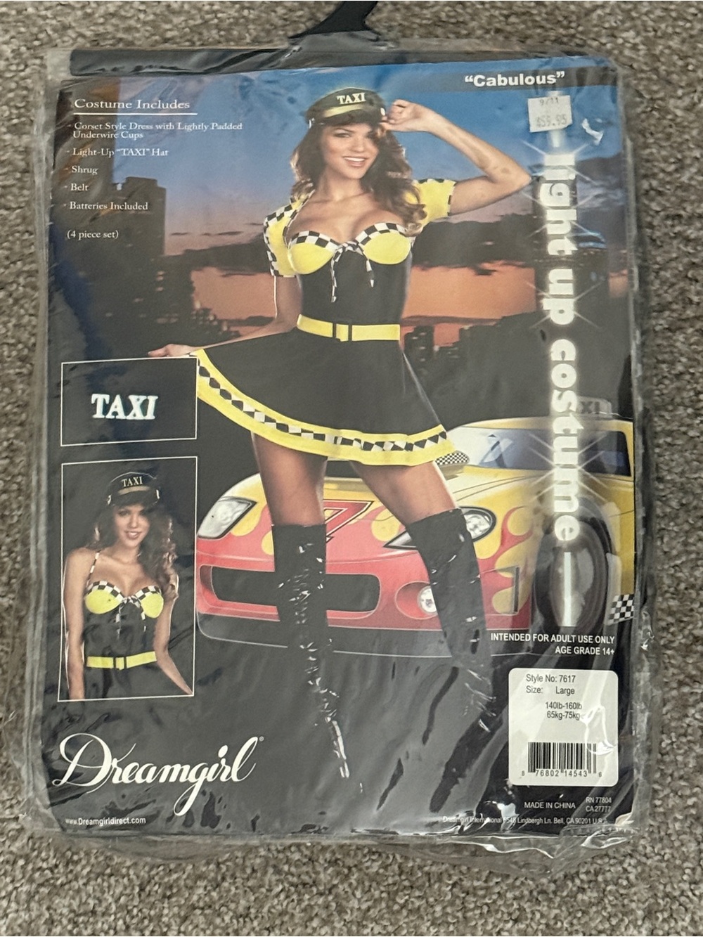 Dreamgirl Black and Yellow Taxi-Inspired Chemise Costume